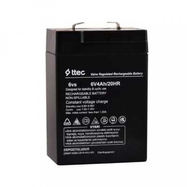 Ttec 6 Volt 4 Amper Alarm/Güvenlik Sistemi için Bakımsız Kuru Akü