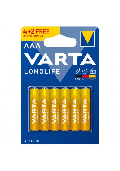 Varta Longlife Alkalin AAA İnce Kalem Pil 6'lı Paket (Blister)